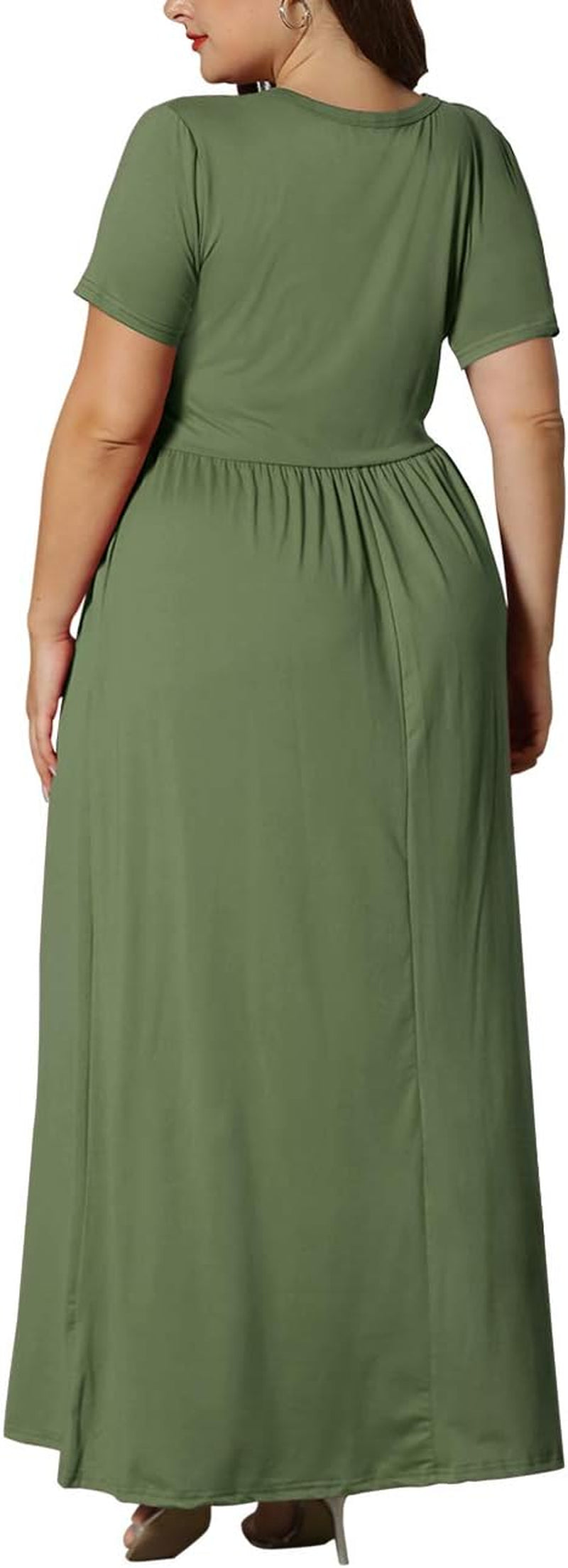 Women’S plus Size Maxi Dresses for Curvy Women Summer Casual Short Sleeve Long Dress with Pockets