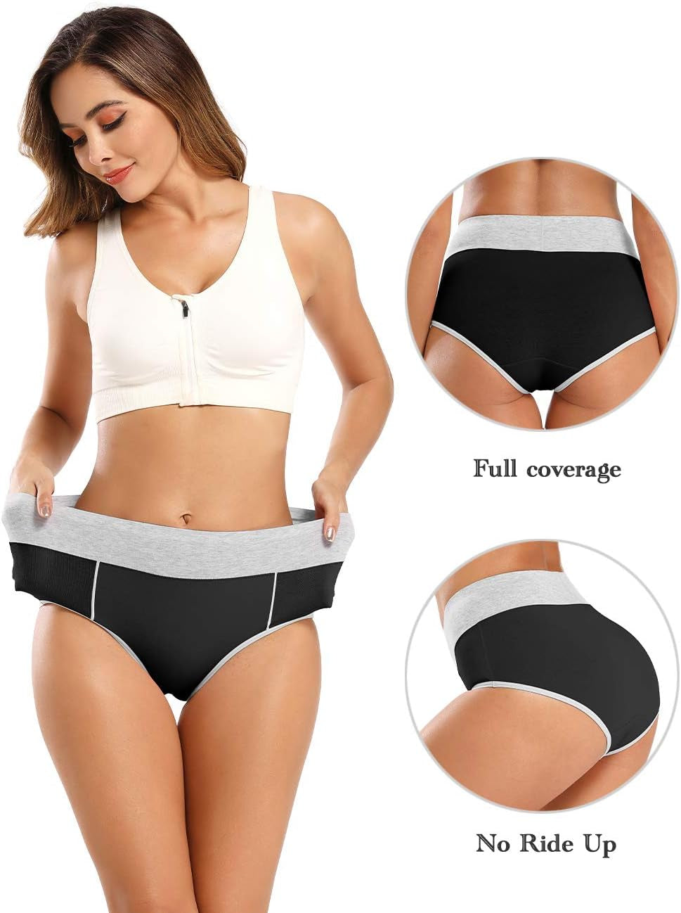 Womens Cotton Underwear High Waist Full Coverage Briefs Soft Breathable Postpartum Panties Stretch Underpants