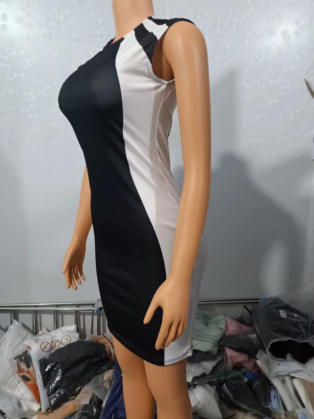 Dress for Women 2022 Autumn Plain Sleeveless O-Neck Glitter Contrast Lace Skinny Sexy Mini Party Dress