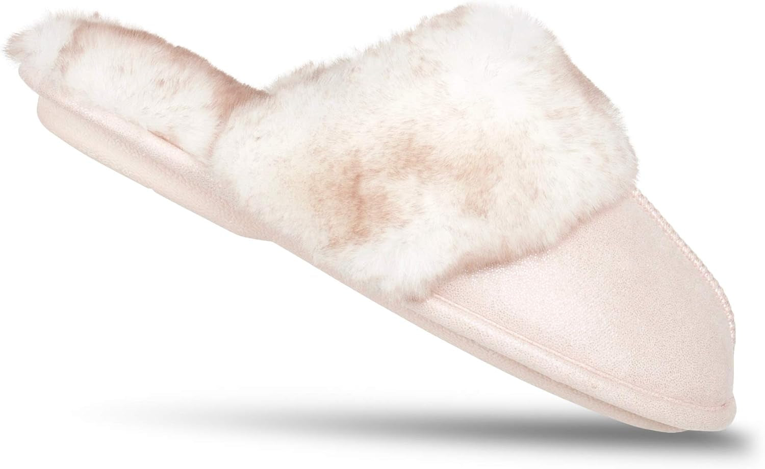 Women'S Comfy Faux Fur House Slipper Scuff Memory Foam Slip on Anti-Skid Sole