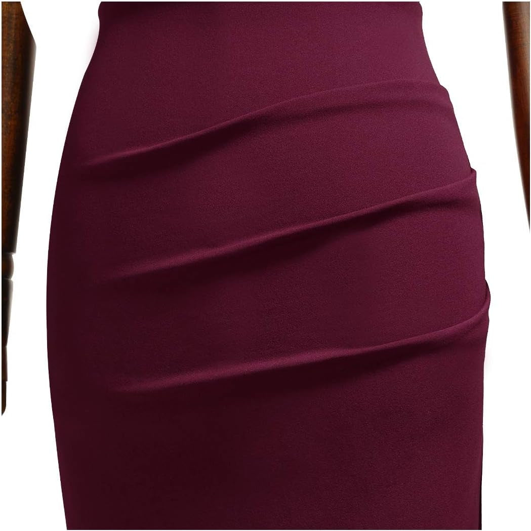 Women'S Retro Ruffle Style Slim Work Pencil Dress