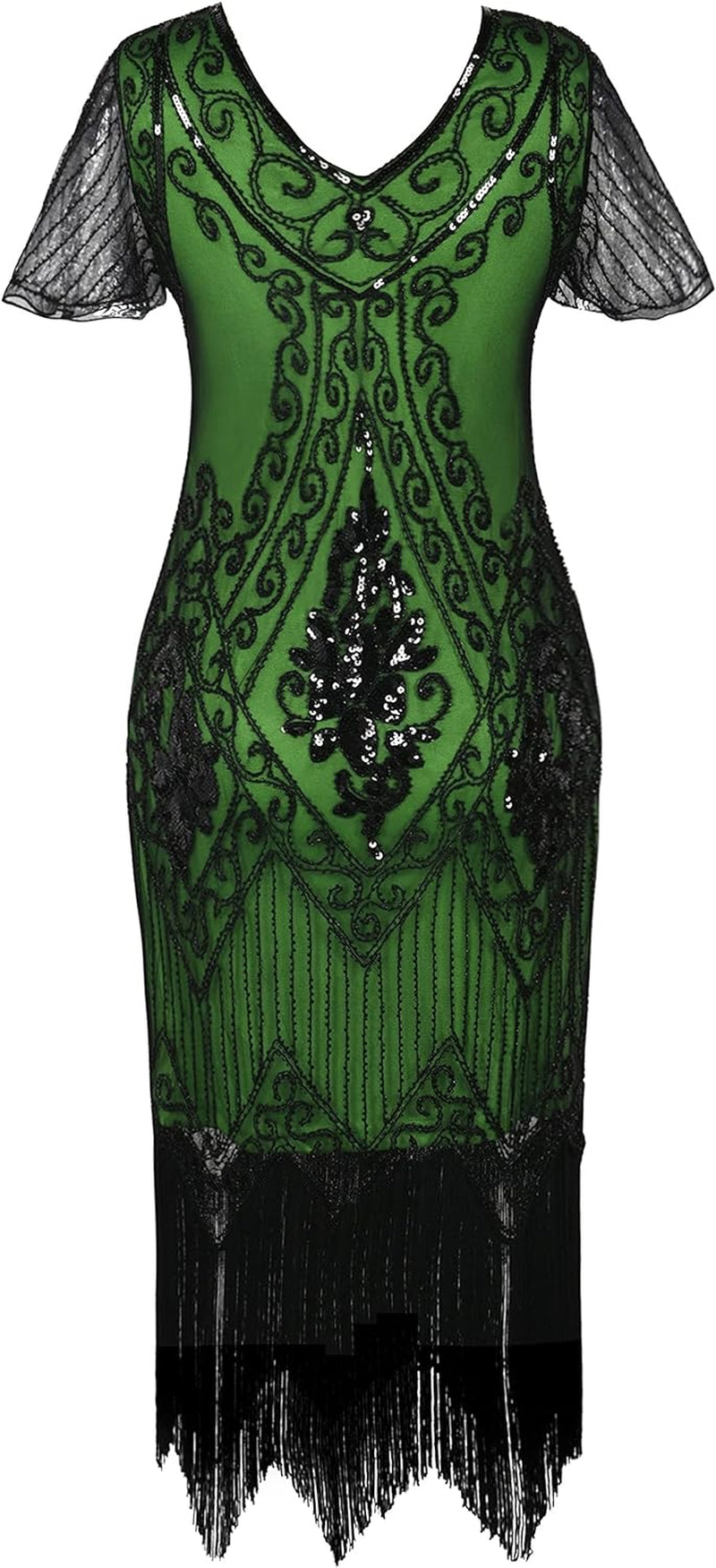 Women'S Flapper Dresses 1920S Sequins Art Deco Gatsby Cocktail Dress with Sleeve