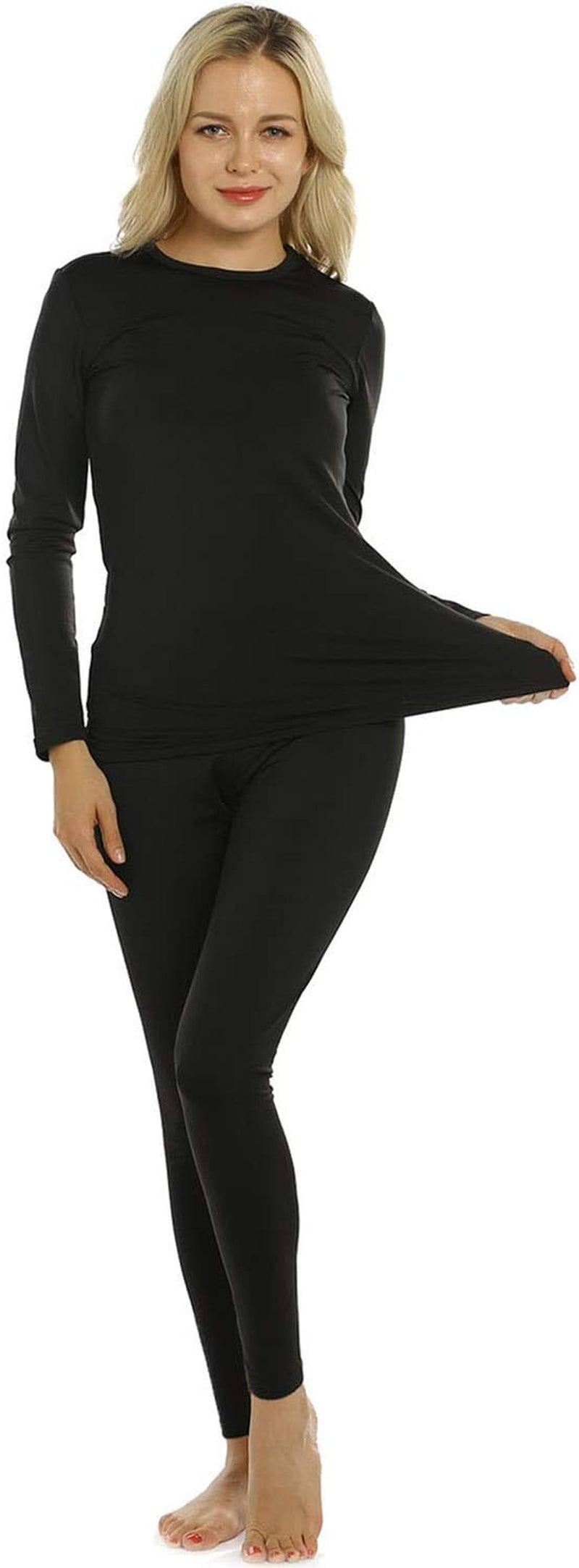 Thermal Underwear Set for Women Long Johns Fleece Lined Base Layer Soft Top Bottom