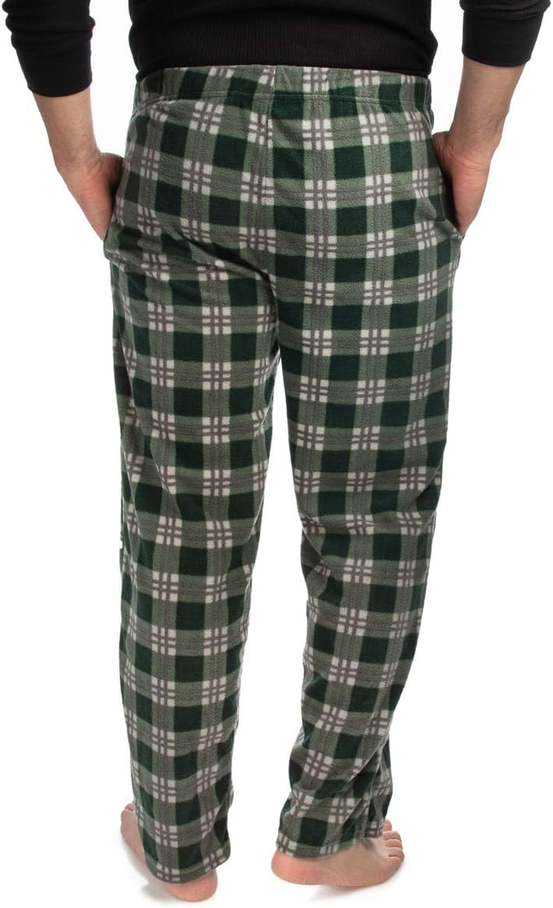 1Pack or 3Pack Mens PJ Pajama Pants Bottoms Fleece Lounge Pants Sleepwear Plaid Pjs with Pockets Microfleece